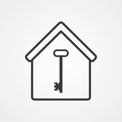 Key and home vector icon sign symbol