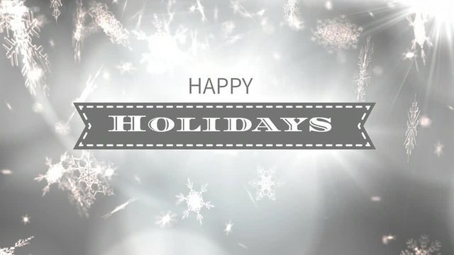 Happy holidays sign against snowflakes 4k