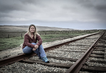 Woman on the tracks