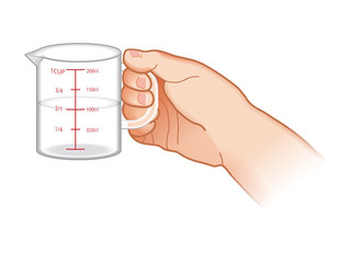 計量カップを持つ手