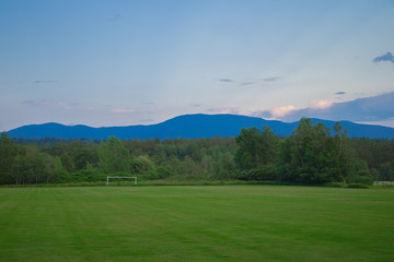 beautiful soccer field in the mountains