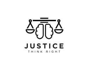 Brain with Scale of Justice Logo Design Inspiration