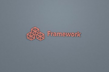 Text Framework with red 3D illustration and grey background