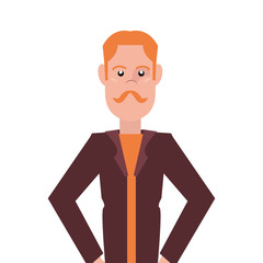 man portrait character on white background