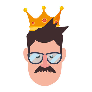 face man in glasses with crown