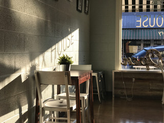 Empty cafe interior in morning light