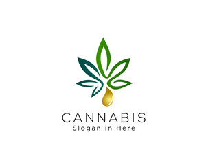 Cannabis essence oil drop logo design