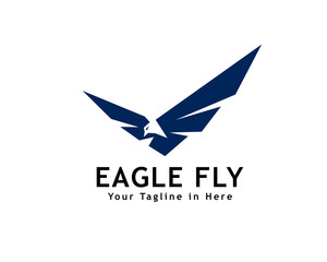 Obraz premium abstract Eagle fly logo, negative space head eagle fly logo