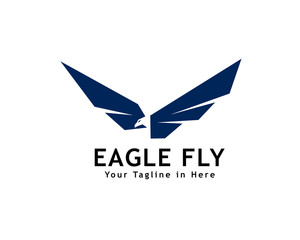 Obraz premium Eagle fly logo, negative space head eagle fly logo