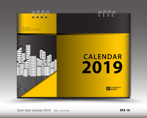 Cover desk calendar 2019 design yellow concept template-2