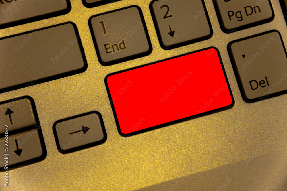 Leinwandbilder Design business Empty copy space text for Ad website promotion isolated Banner template. Keyboard red key Intention create computer computing reflection document