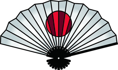 New Year's Japanese Folding Fan with outline