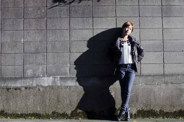 Japanese Girl poses on the street in Ebisu, Japan. Ebisu is an are located in Tokyo.