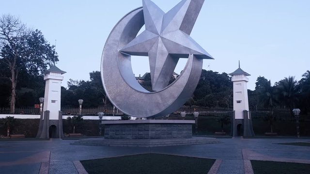 Laman Serene Public Park Installation Of A Moon Crescent And Star In Front Of Istana Serene In Johor Bahru, Malaysia