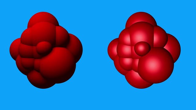 Undulating, rotating, dense glob of large spheres. Seamless loop. Directional and ambient lighting versions. Transparency mask included.