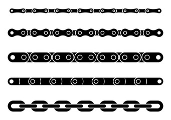 Set of industrial chains. Silhouette vector