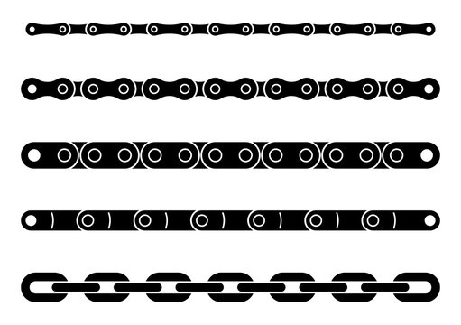 Set of industrial chains. Silhouette vector