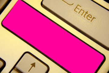 Design business concept Empty copy text for Web banners promotional material mock up template. Keyboard pink key Intention create computer computing reflection document