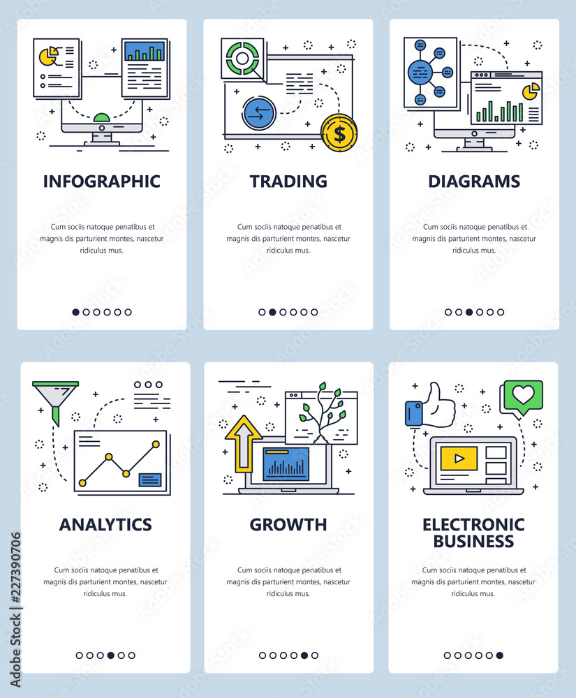 Poster vector line art web and mobile app template set