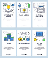 Vector line art web and mobile app template set