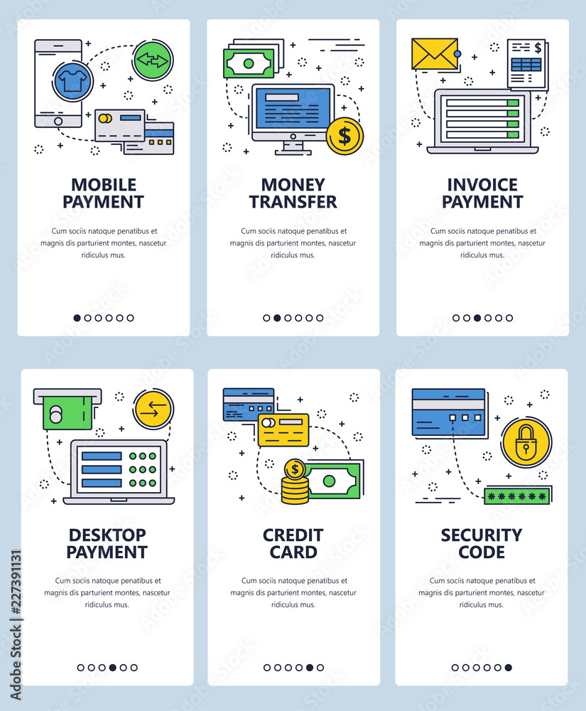 Poster vector line art web and mobile app template set