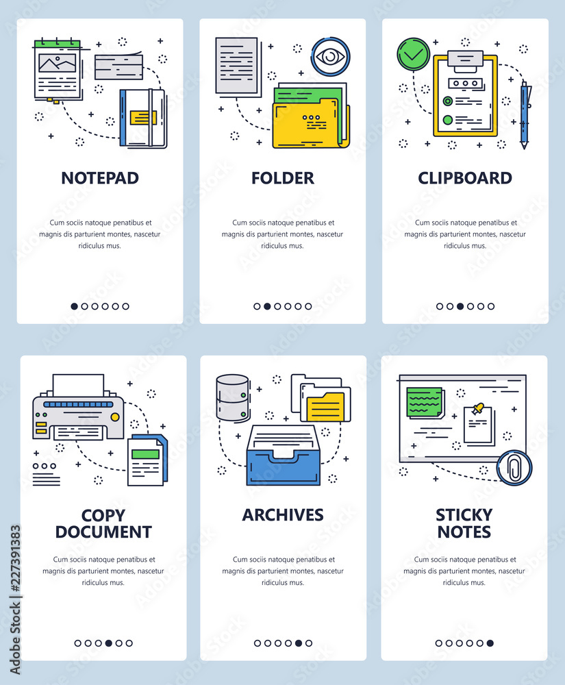Poster vector line art web and mobile app template set