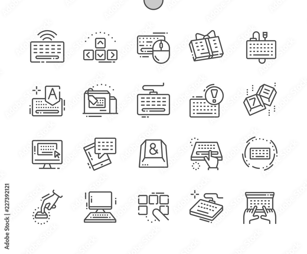 Fototapete Keyboard Well-crafted Pixel Perfect Vector Thin Line Icons 30 2x Grid for Web Graphics and Apps. Simple Minimal Pictogram