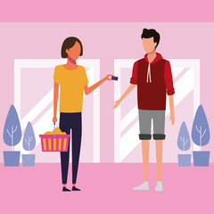 people shopping at mall