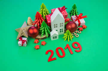 toy wooden train carries a box with gift the child