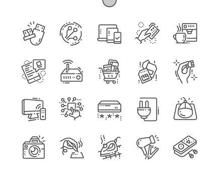 Electronics Well-crafted Pixel Perfect Vector Thin Line Icons 30 2x Grid for Web Graphics and Apps. Simple Minimal Pictogram