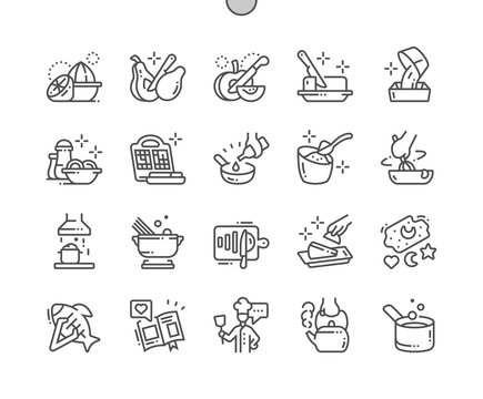 Cooking Well-crafted Pixel Perfect Vector Thin Line Icons 30 2x Grid for Web Graphics and Apps. Simple Minimal Pictogram