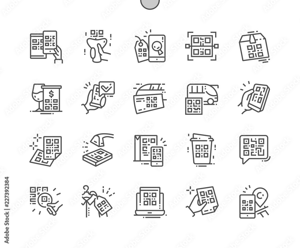 Fototapete qr code well-crafted pixel perfect vector thin line icons 30 2x grid for web graphics and apps. simp