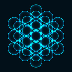 Flower of Life. Sacred Geometry. Symbol of Harmony and Balance. Vector