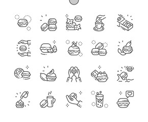 Macarons cakes Well-crafted Pixel Perfect Vector Thin Line Icons 30 2x Grid for Web Graphics and Apps. Simple Minimal Pictogram