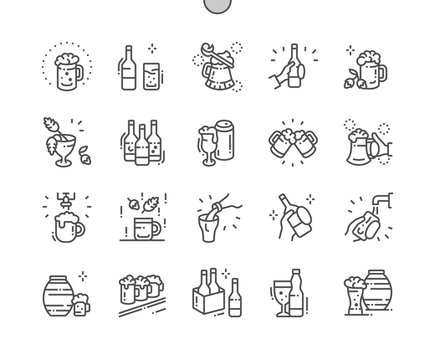 Craft Beer Well-crafted Pixel Perfect Vector Thin Line Icons 30 2x Grid for Web Graphics and Apps. Simple Minimal Pictogram