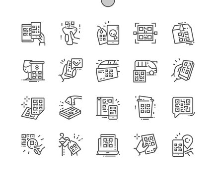 QR Code Well-crafted Pixel Perfect Vector Thin Line Icons 30 2x Grid for Web Graphics and Apps. Simple Minimal Pictogram