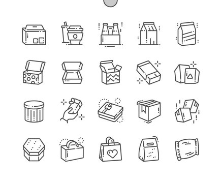 Packaging Well-crafted Pixel Perfect Vector Thin Line Icons 30 2x Grid for Web Graphics and Apps. Simple Minimal Pictogram