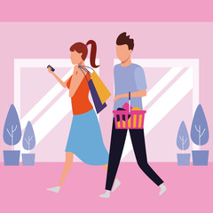 people shopping at mall