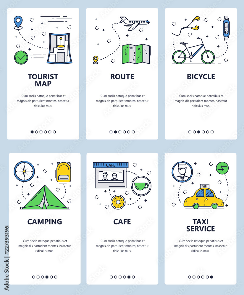Poster vector line art web and mobile app template set
