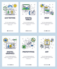 Vector line art web and mobile app template set