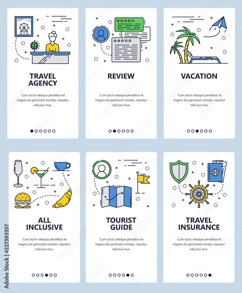 Poster vector line art web and mobile app template set