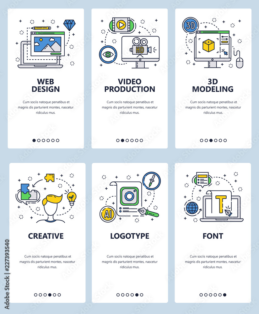 Poster vector line art web and mobile app template set