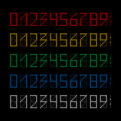 Fototapeta premium dotted matrix number 5 colors set, vector illustration