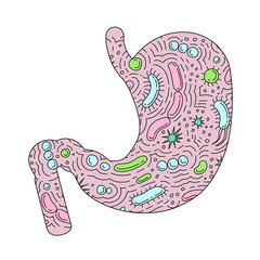 Probiotics vector illustration doodles. Drawing of bacteria. Microorganism collection .