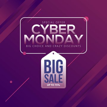 Cyber Monday Sale banner with trendy geometric background