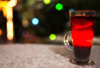 mulled wine on the table late in the evening
