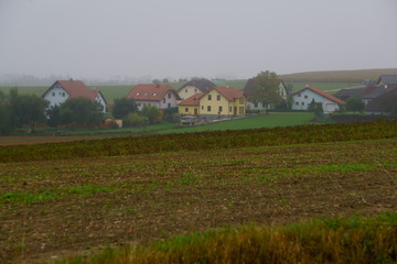 Rural farm near Jetzles, Austria in the fog