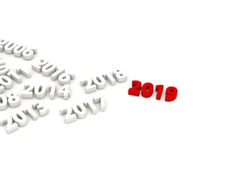 2019 Happy New Year symbol with other years