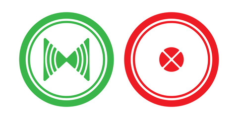 Green and red buttons on and off