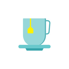 Tea bag cup flat icon, vector sign, colorful pictogram isolated on white. Green tea mug symbol, logo illustration. Flat style design